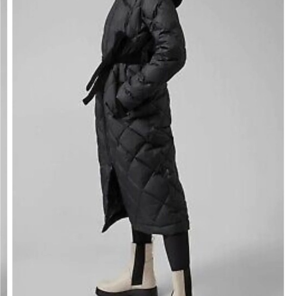 Athleta Boulevard Down Duster Black Quilted Long Coat - Picture 3 of 8